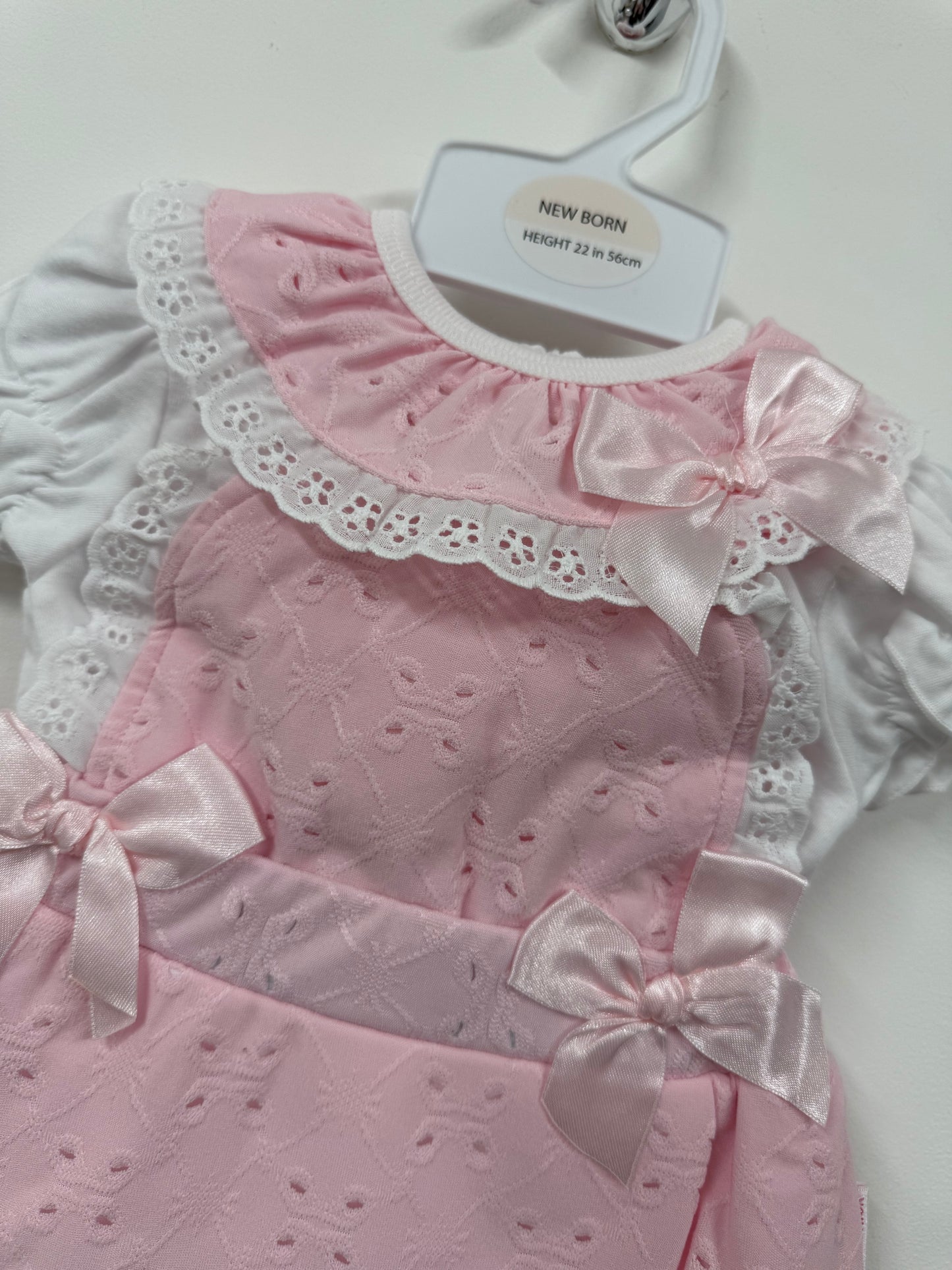 Baby Girls Pink Double Bow Romper (NB-6m)