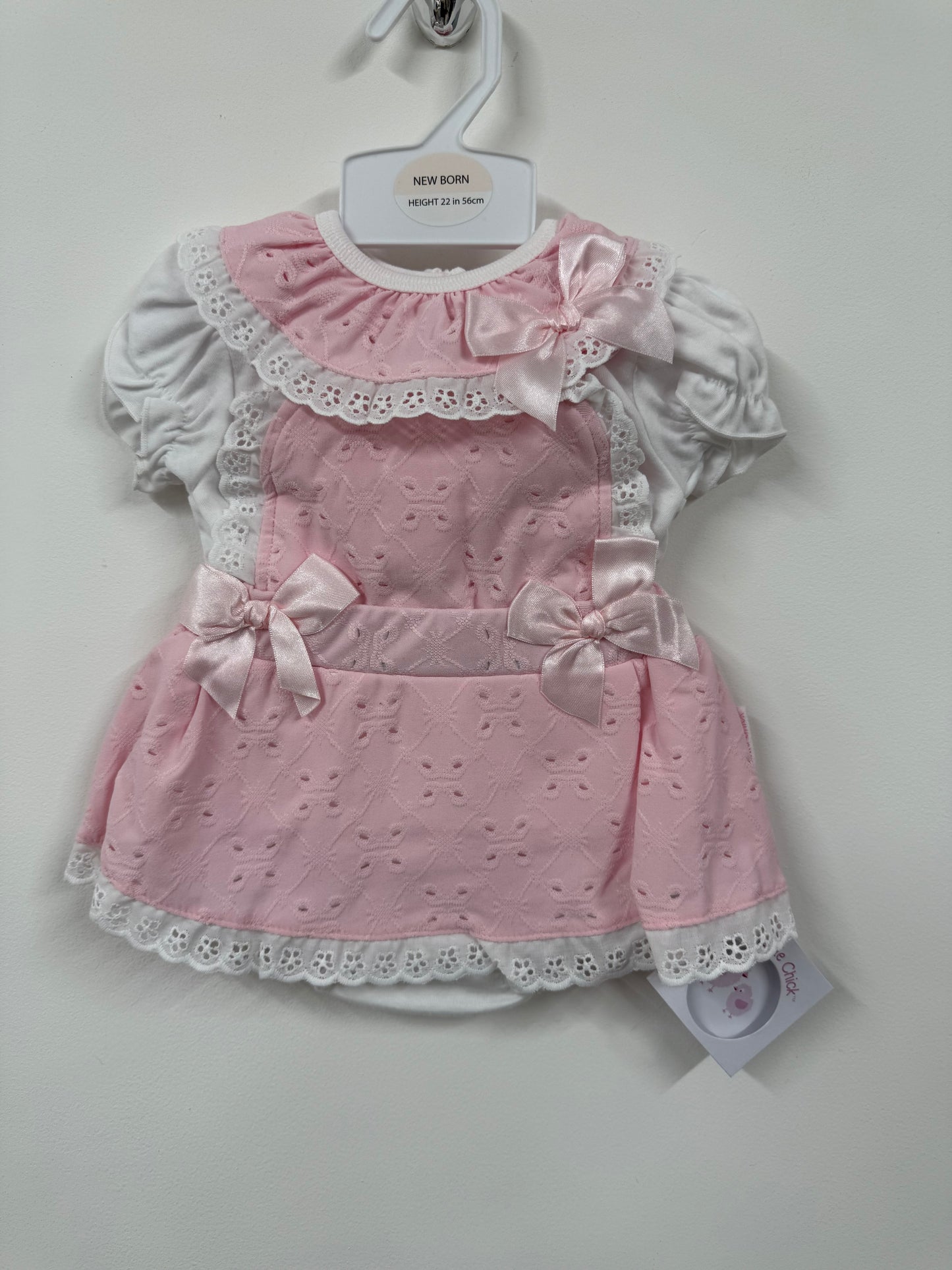 Baby Girls Pink Double Bow Romper (NB-6m)