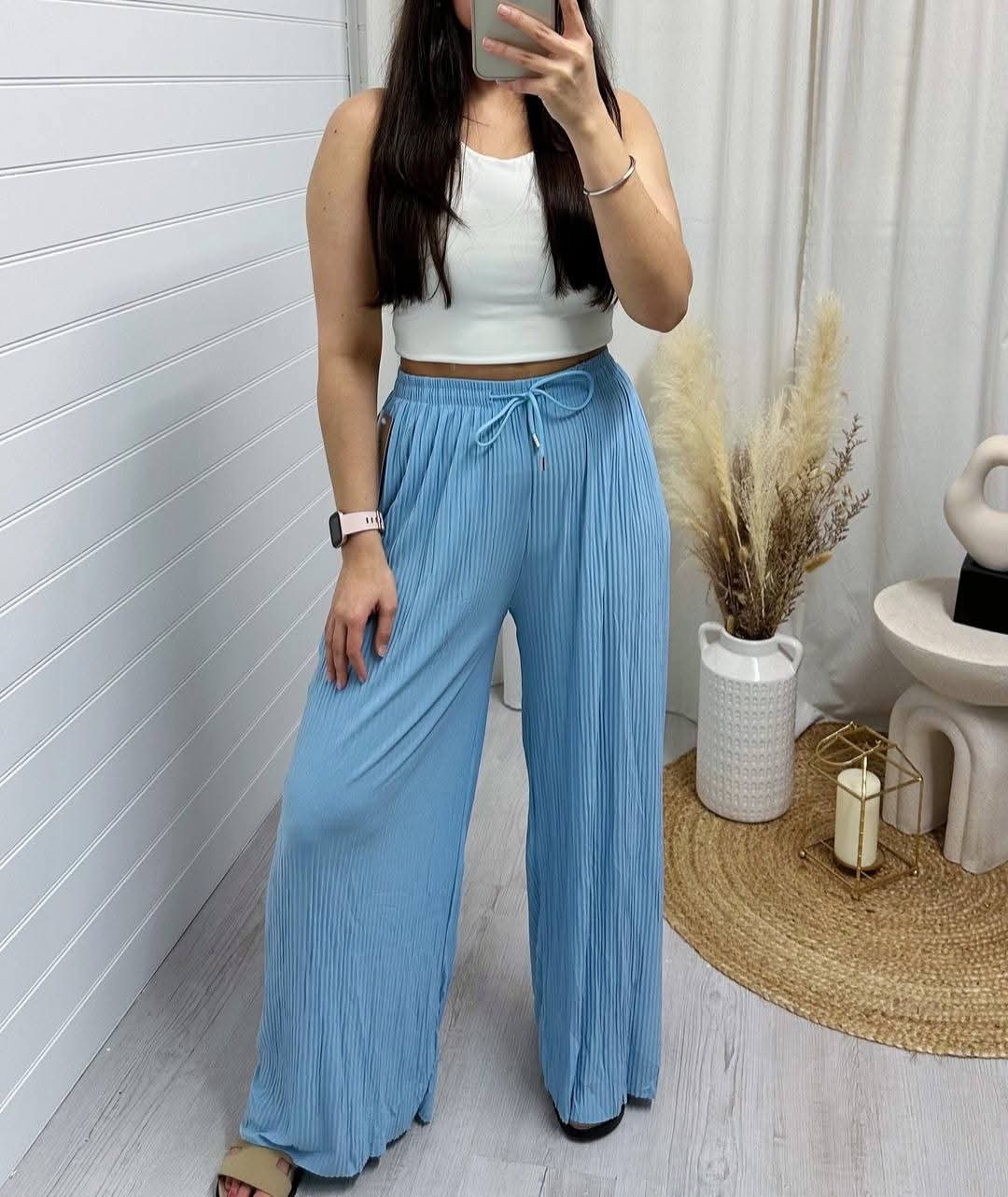 High Waisted Straight Leg Pleated Trousers (UK8-20)