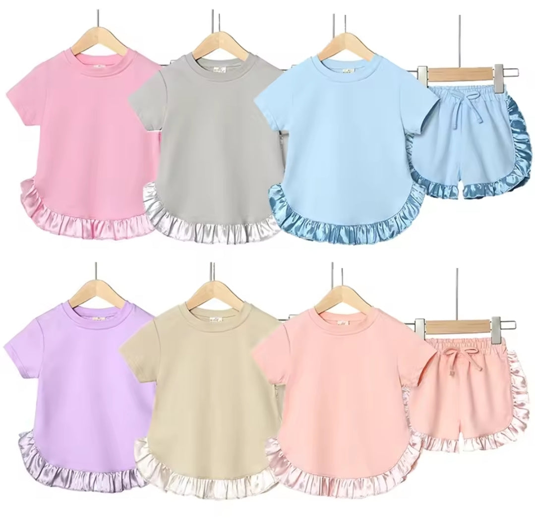 Personlised Girls Summer Frilly Top & Short Sets (9m-7yrs) PRE ORDER