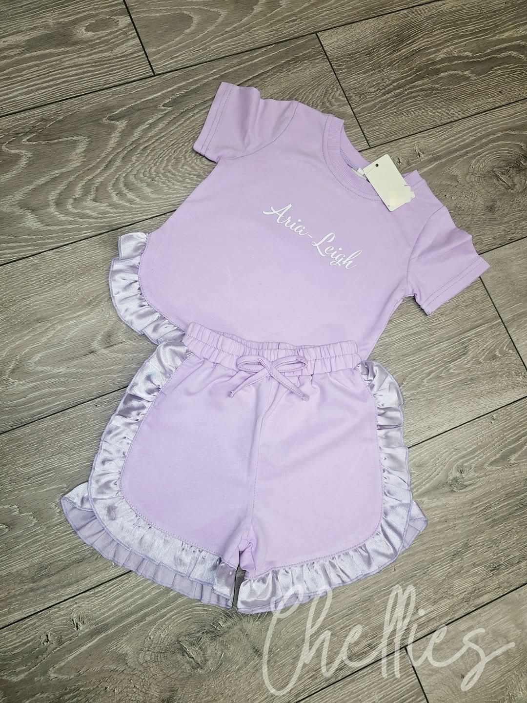 Personlised Girls Summer Frilly Top & Short Sets (9m-7yrs) PRE ORDER