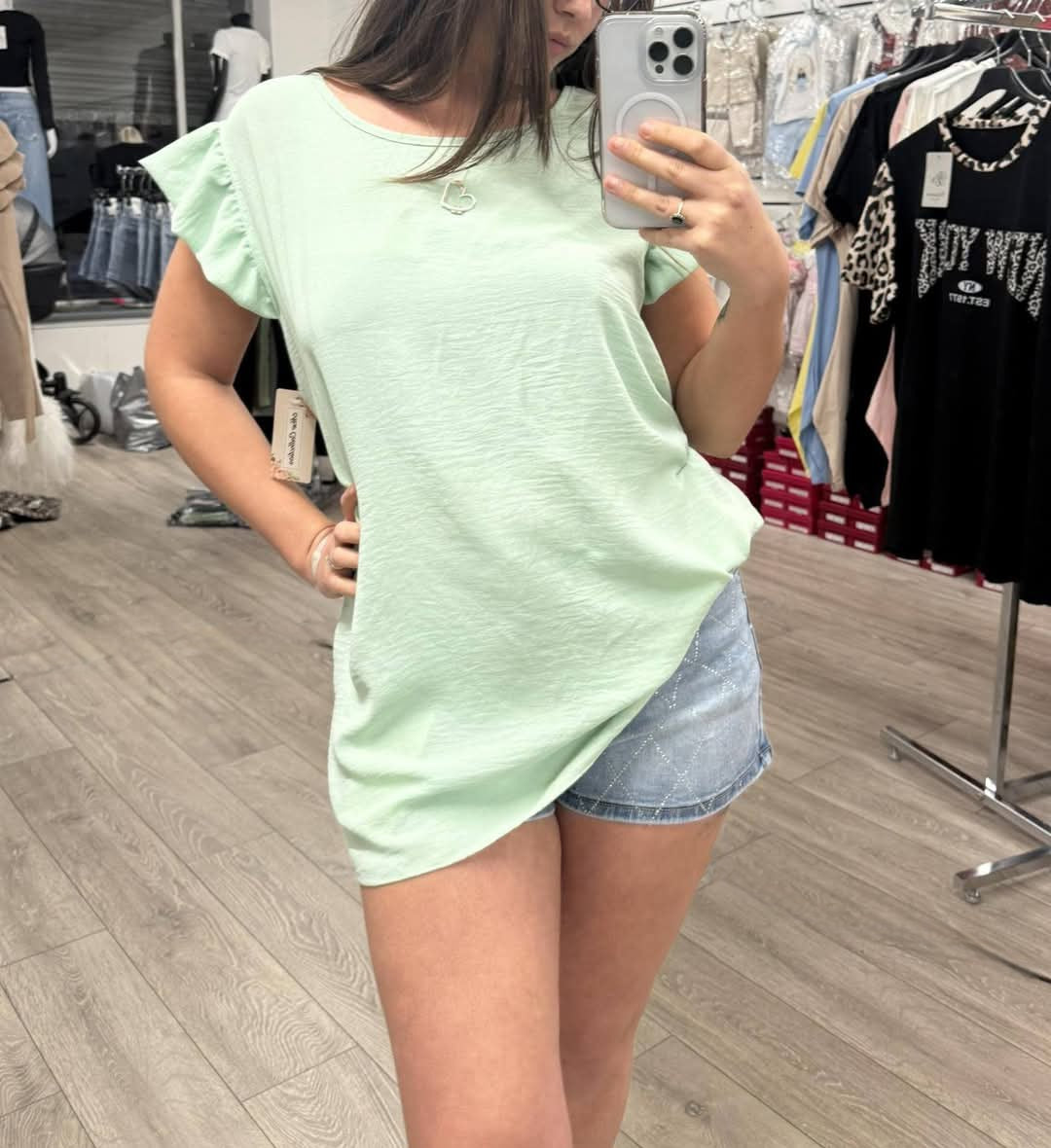Ladies Frill Arm Tops With Button Detailing (12-20)