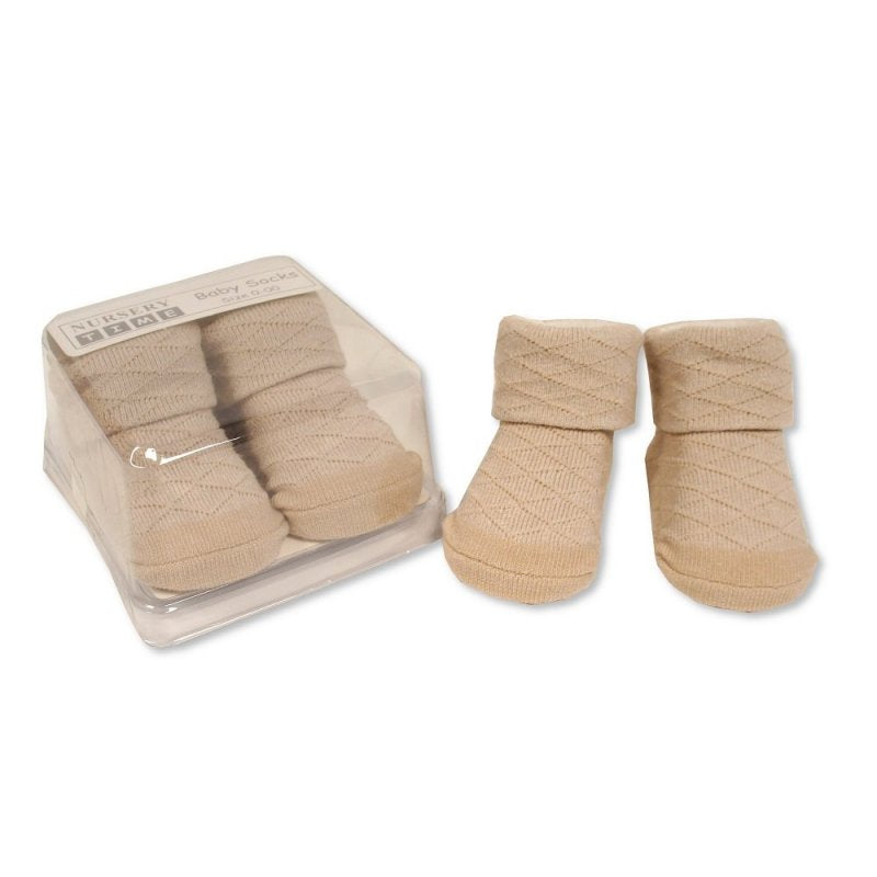 Baby Diamond Design Socks In Box Taupe (0)