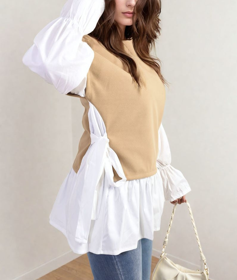 Size Tie Long Sleeve Ladies Top ( UK10-16)