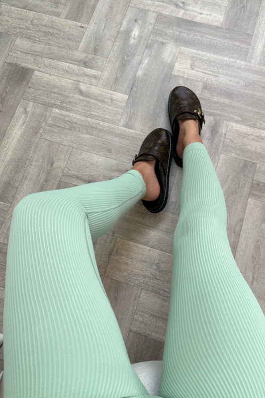 Pale Green Ribbed Leggings (10-16)