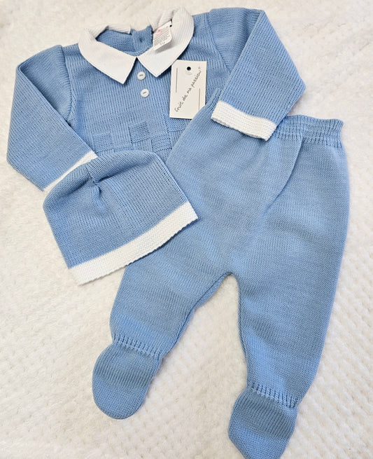 Baby Boys 3 Piece Blue Set With Gift Box