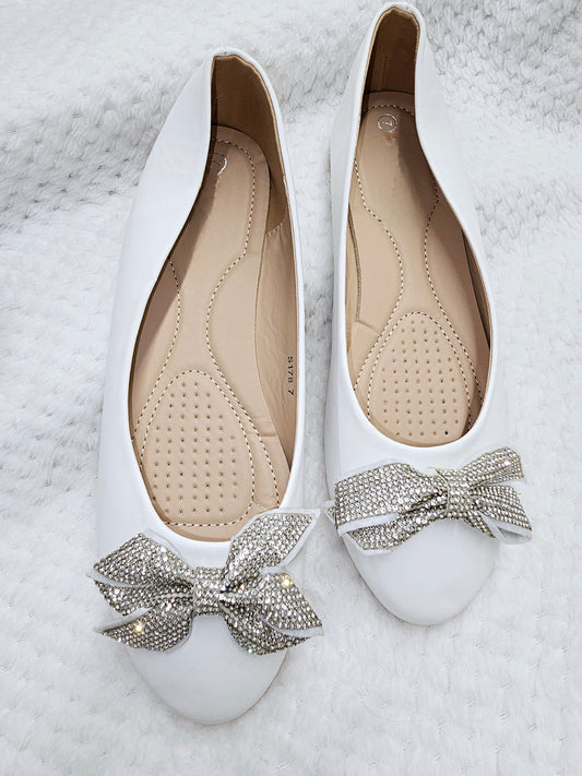 The White Bow Gem Dolly Shoe