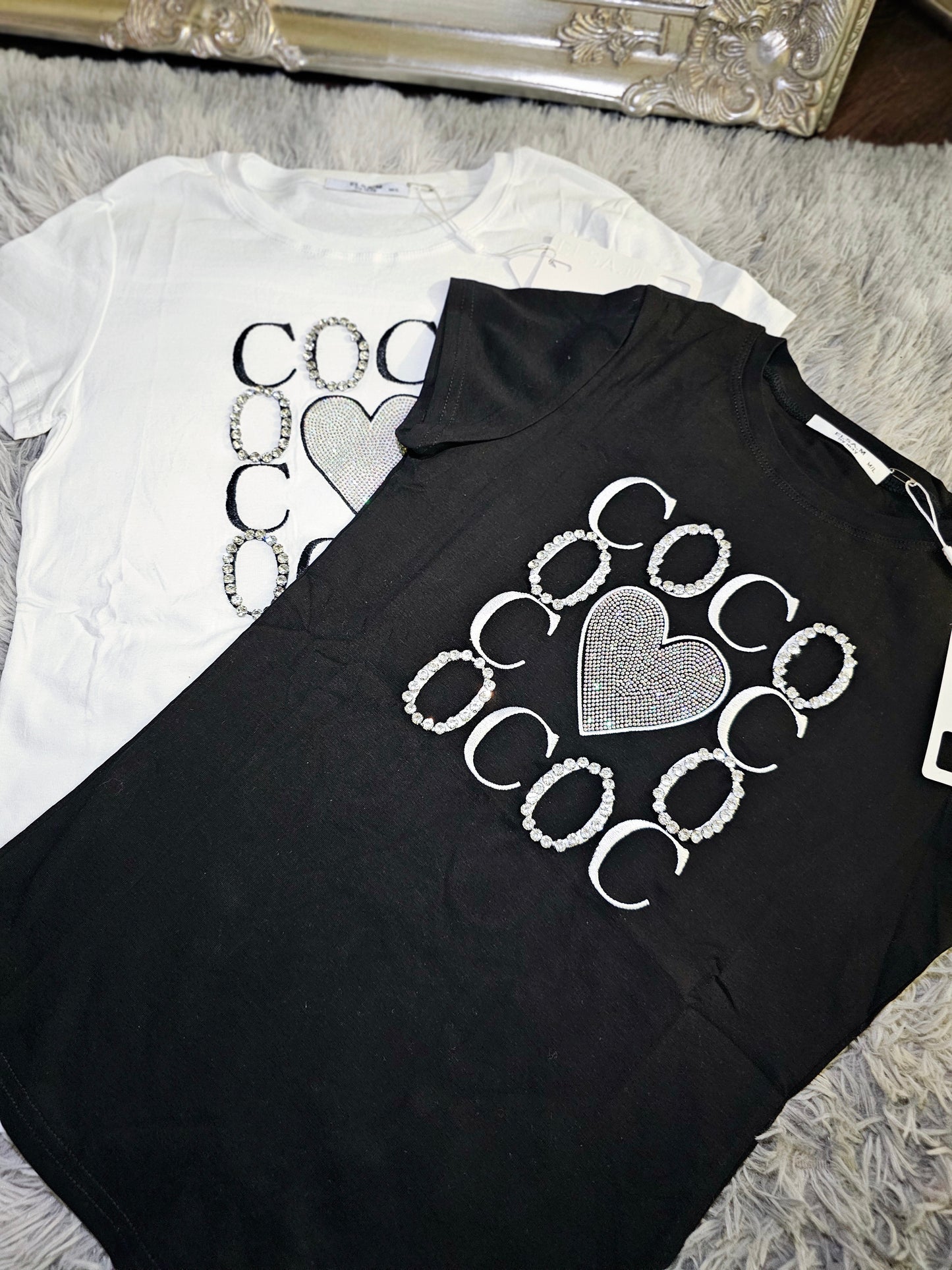 3D CoCo T-Shirts With Gem Detailing (S-M/M-L)