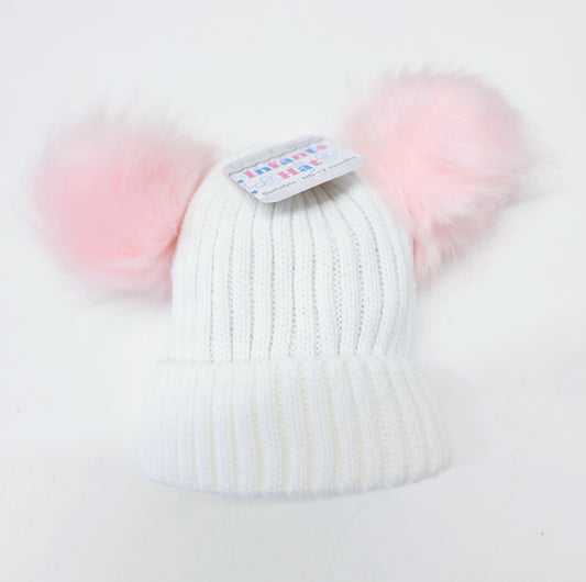 Pink Baby pom pom hat NB-12m