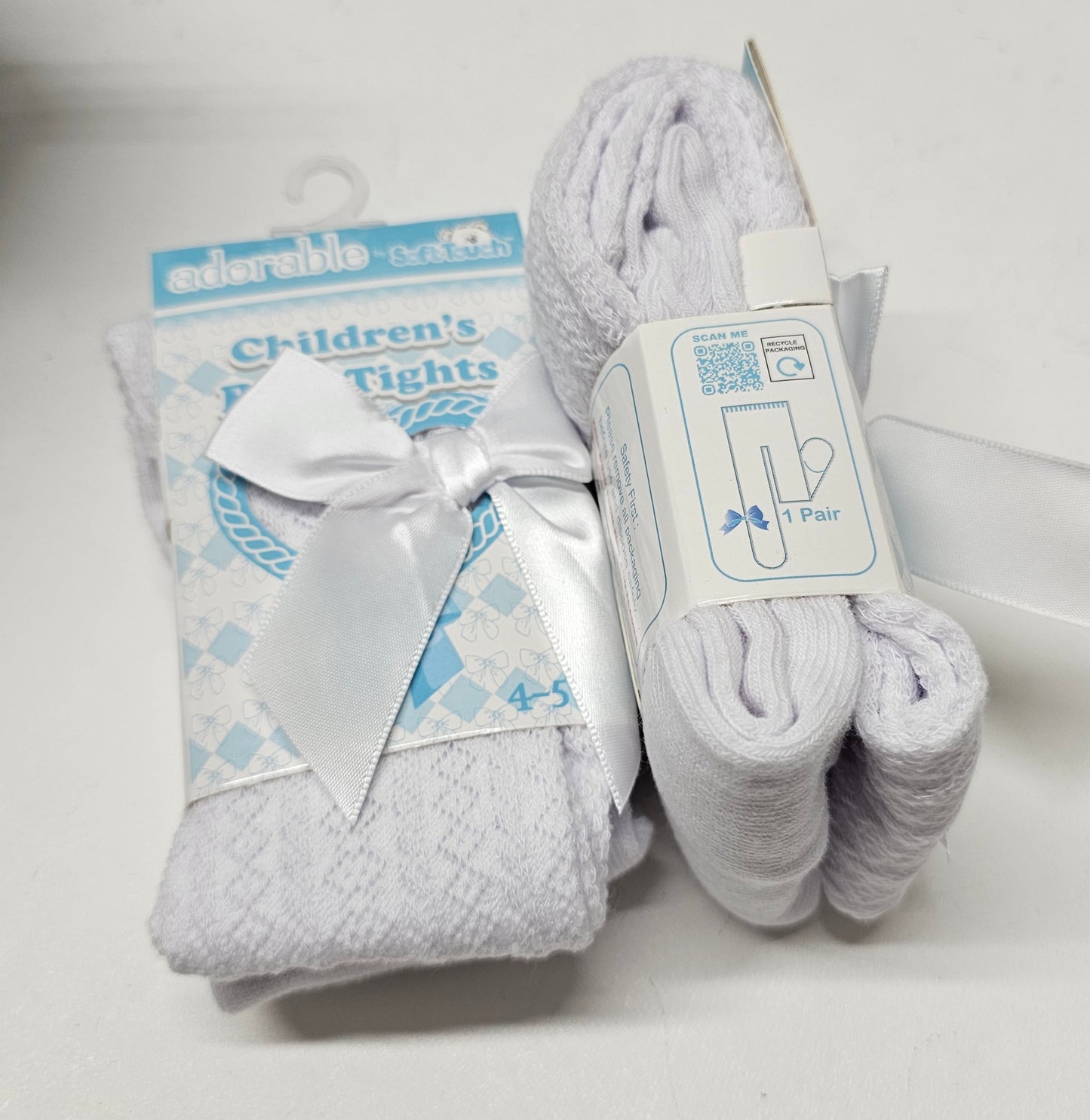 Children's White Bow Tights (2-3/3-4/4-5years)