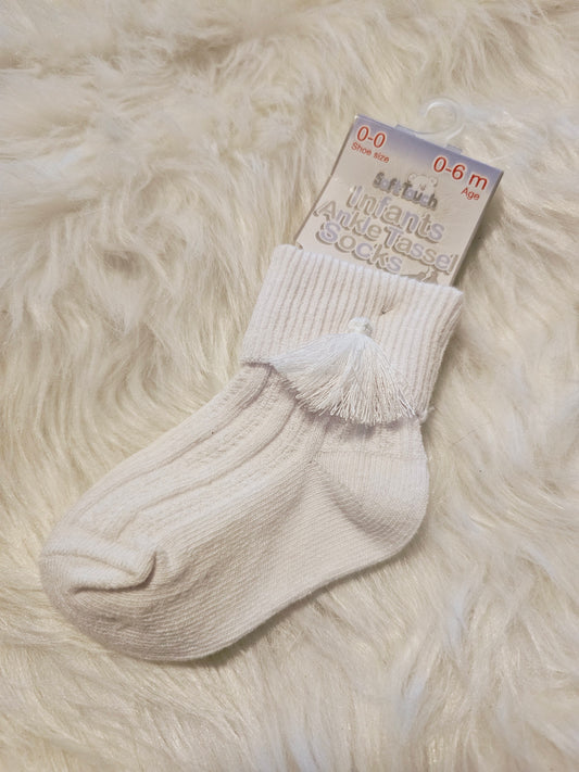 White Tassle Ankle Socks