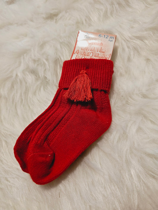 Red Ankle Tassle Socks