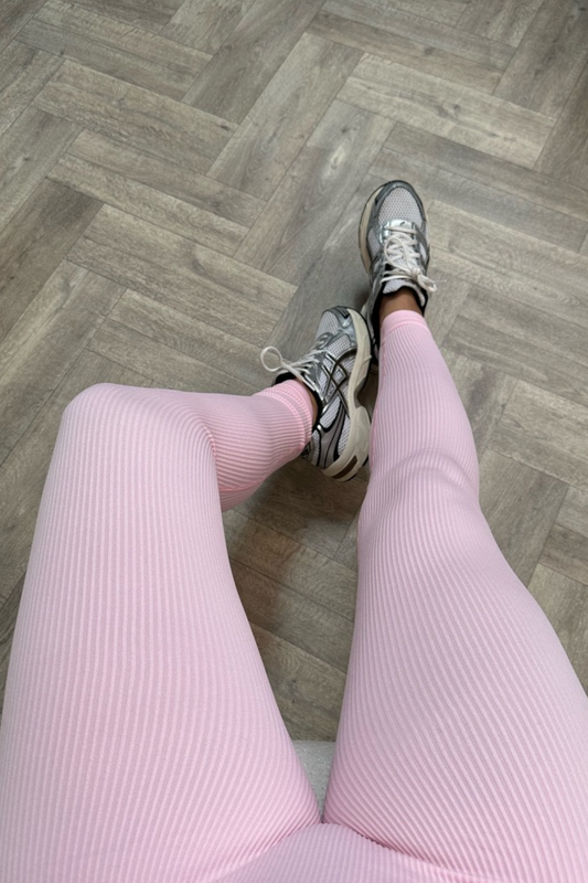 Baby Pink Ribbed Leggings (10-14)