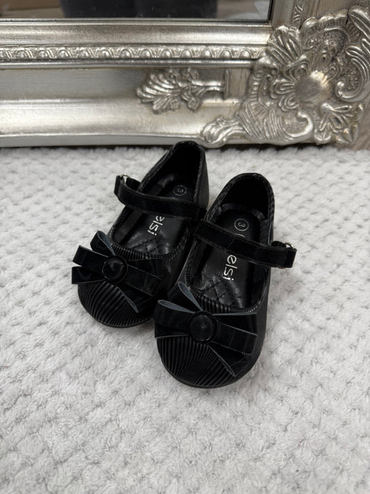 Baby Girls Black Bow Shoes