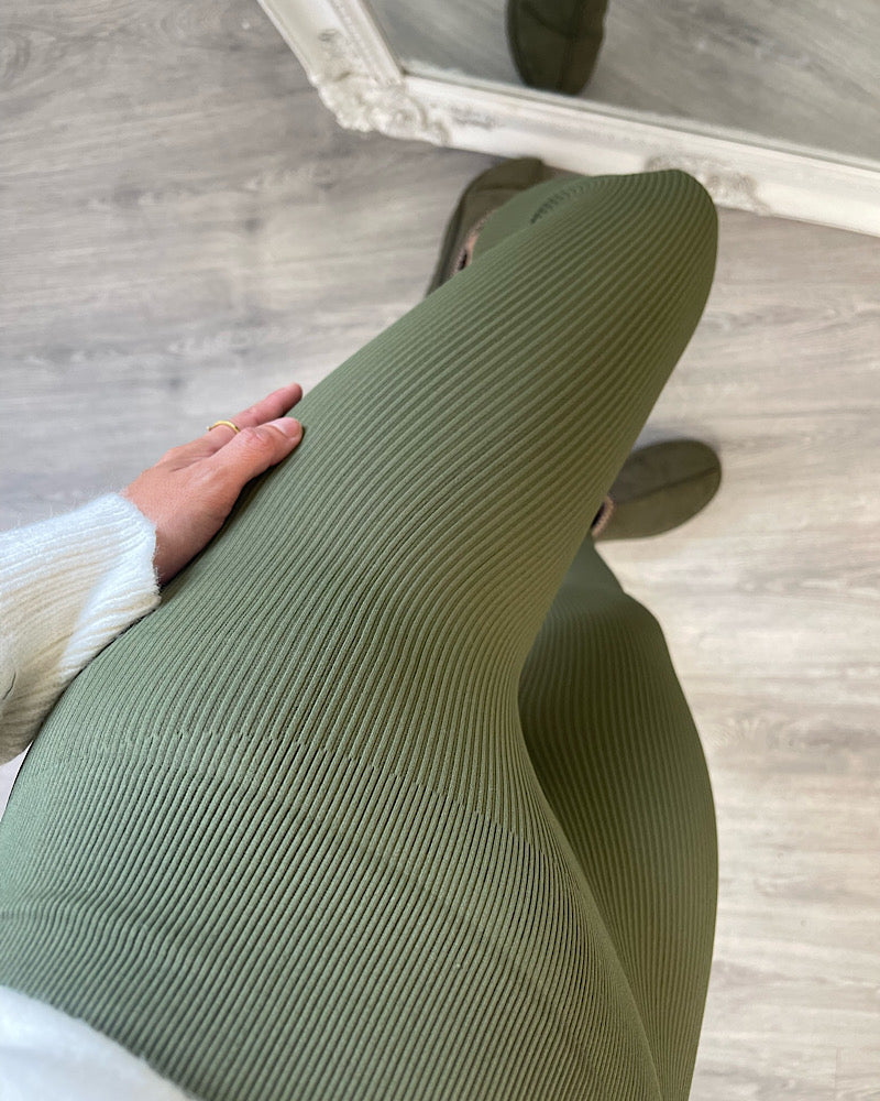 Khaki Ribbed Leggings (6-14)