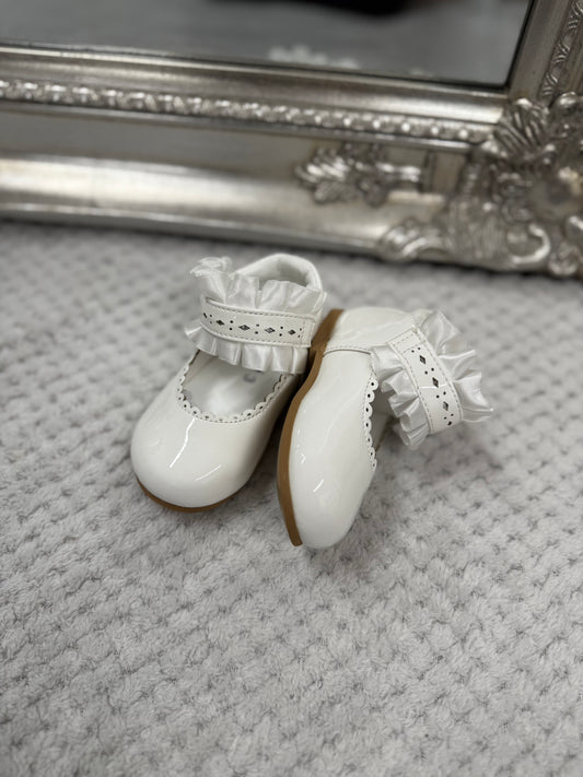 Baby Girls White Frill Shoes