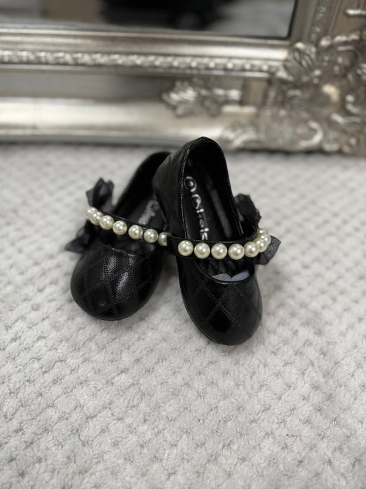 Baby Girls Black Pearl Shoes