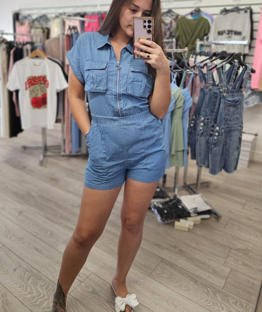 Denim playsuit