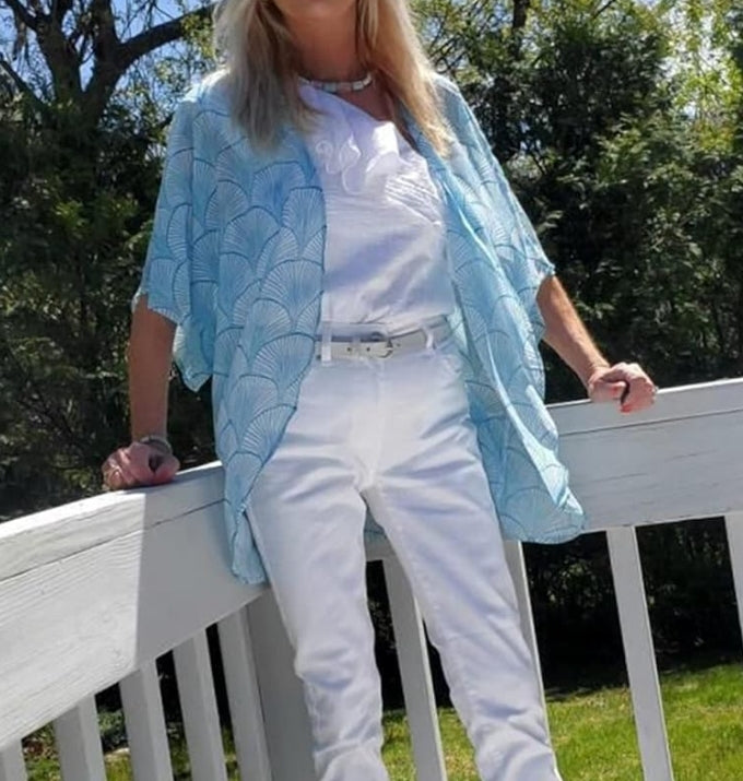 Women's Kimono Throw Over Cardigan Sheer Top Shell Design