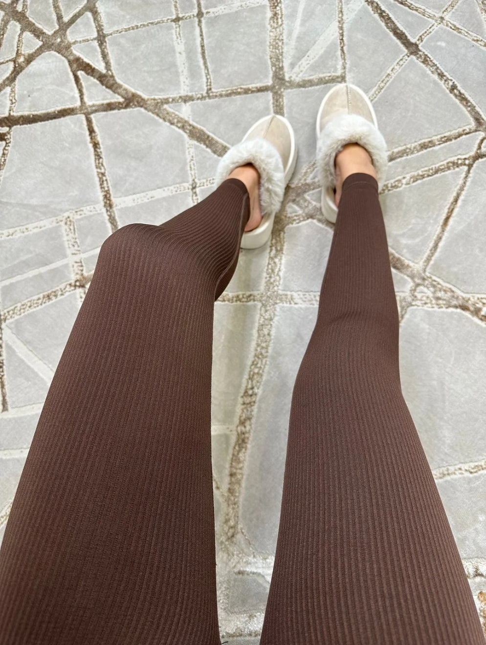 Chocolate Brown Ribbed Leggings ( 6-14 )