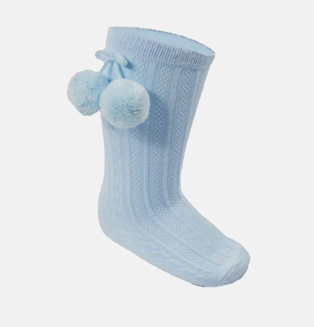 Blue Unisex Pom Pom Socks (0-24m)