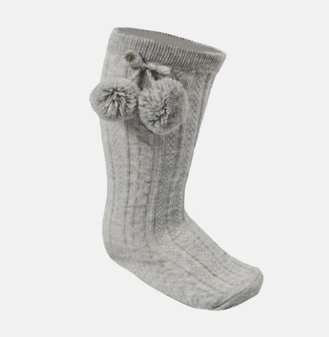 Grey Unisex Pom Pom Socks (0-24m)