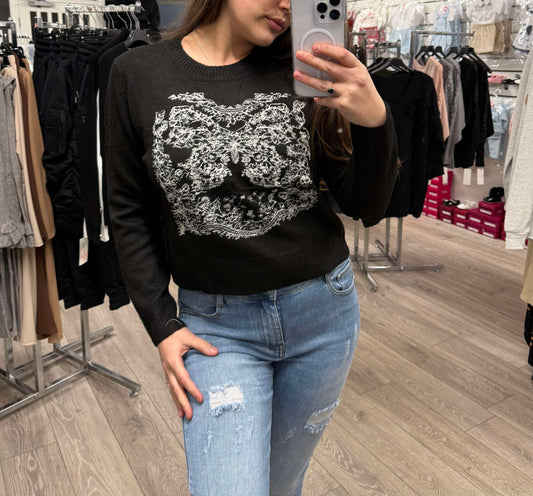 Black Jumper With Embroidery (6-14)
