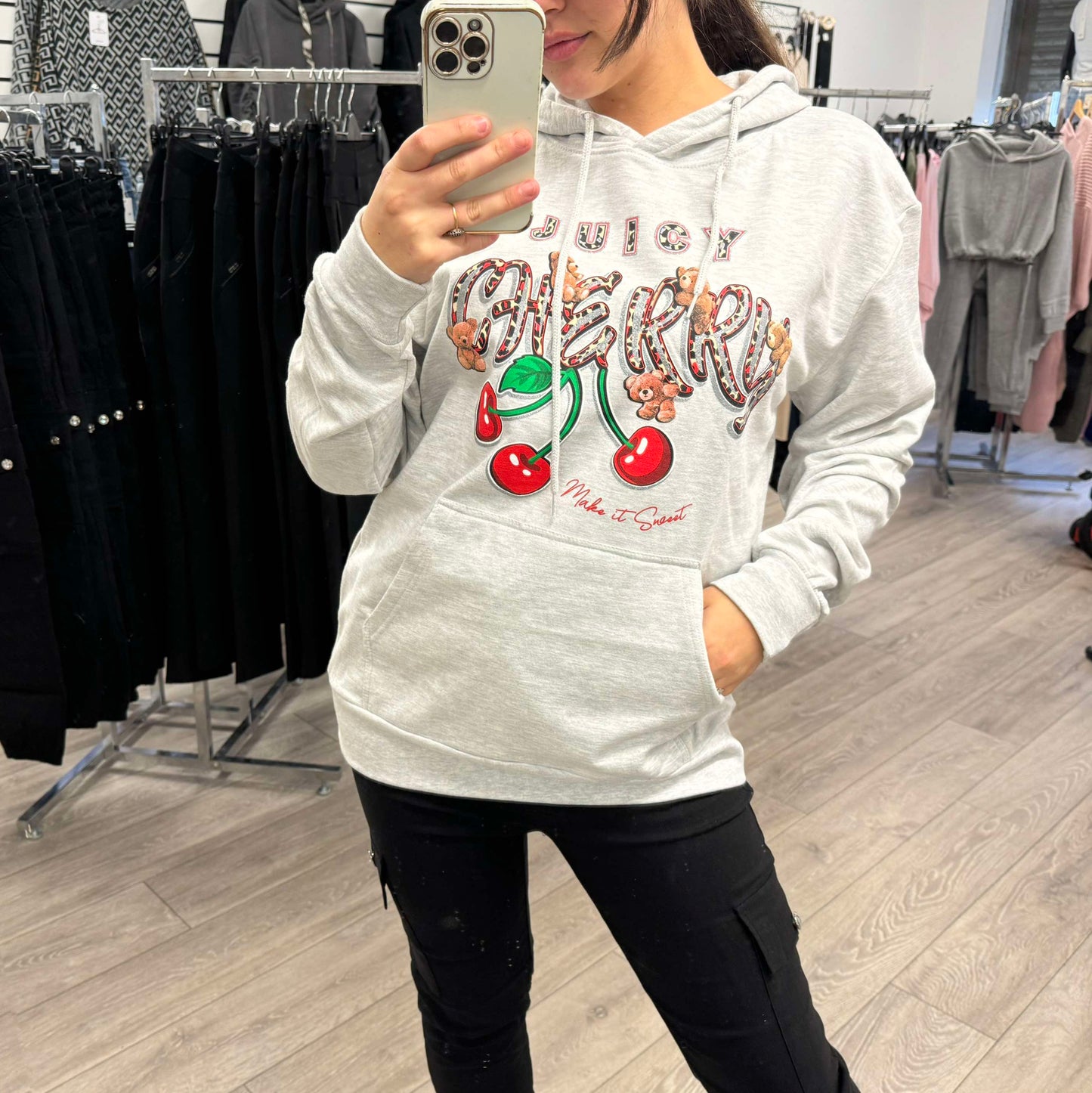 Grey Juicy Cherry Hoodie (8-18)