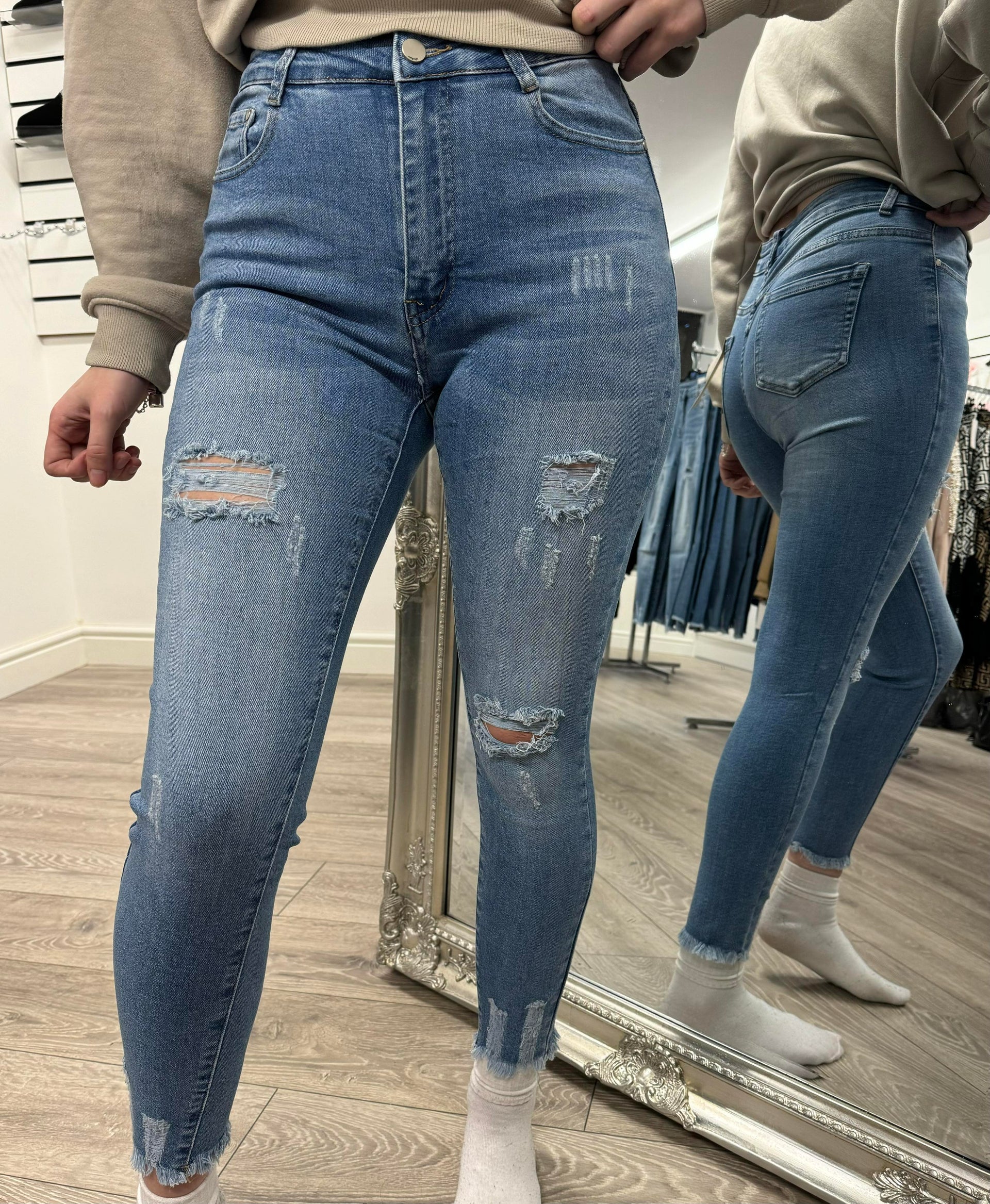 G Smack High Waisted Ripped Premium Denim Jeans