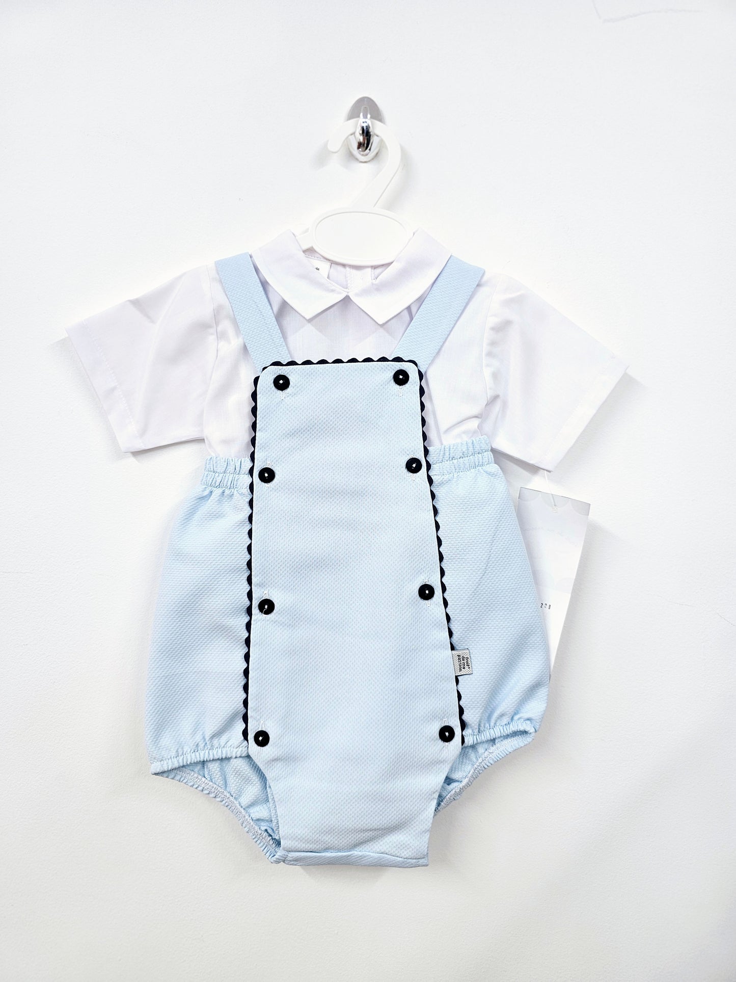 Baby Boys Blue Romper & Shirt Set With Button Detailing (0-36Months)