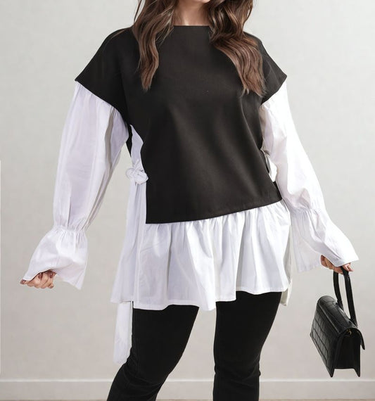Size Tie Long Sleeve Ladies Top ( UK10-16)