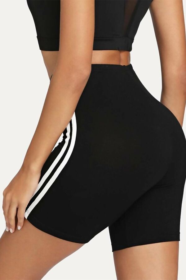 Black Cycling Shorts With White Stripes