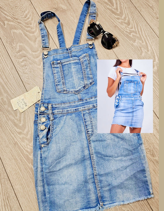 Ladies Denim Dungarees With Pockets