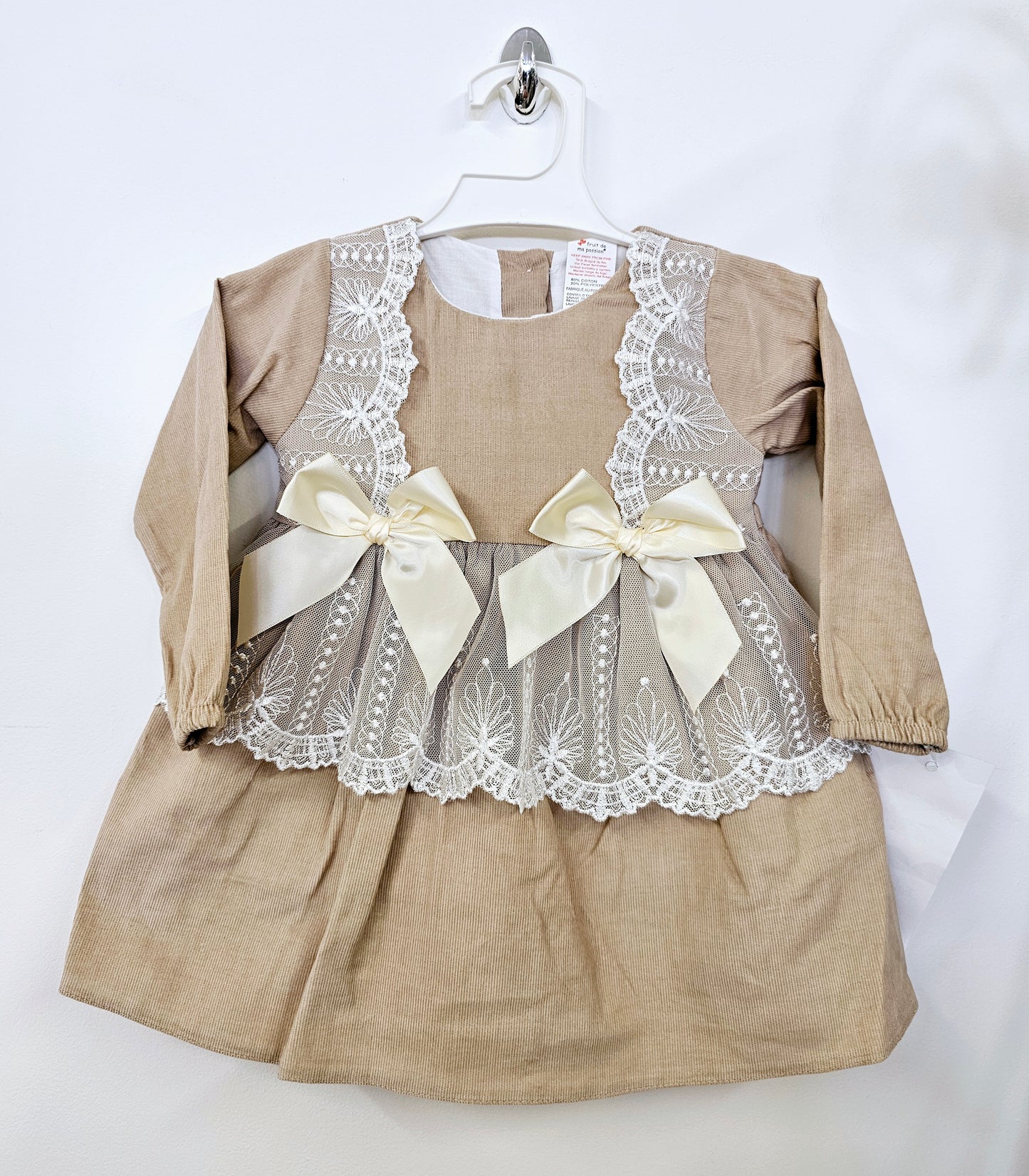 Girls Beige Spanish Dress With Detailing ( 0/3-36m )