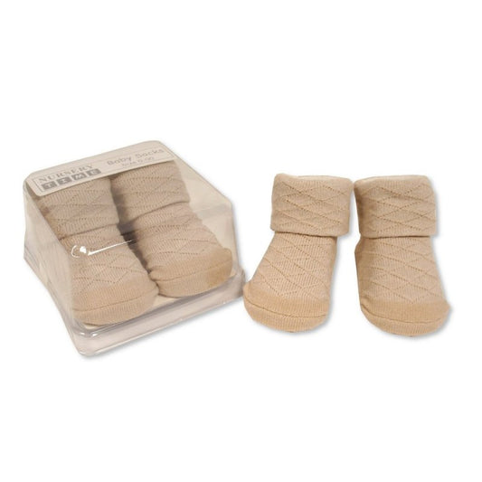 Baby Diamond Design Socks In Box Taupe (0)