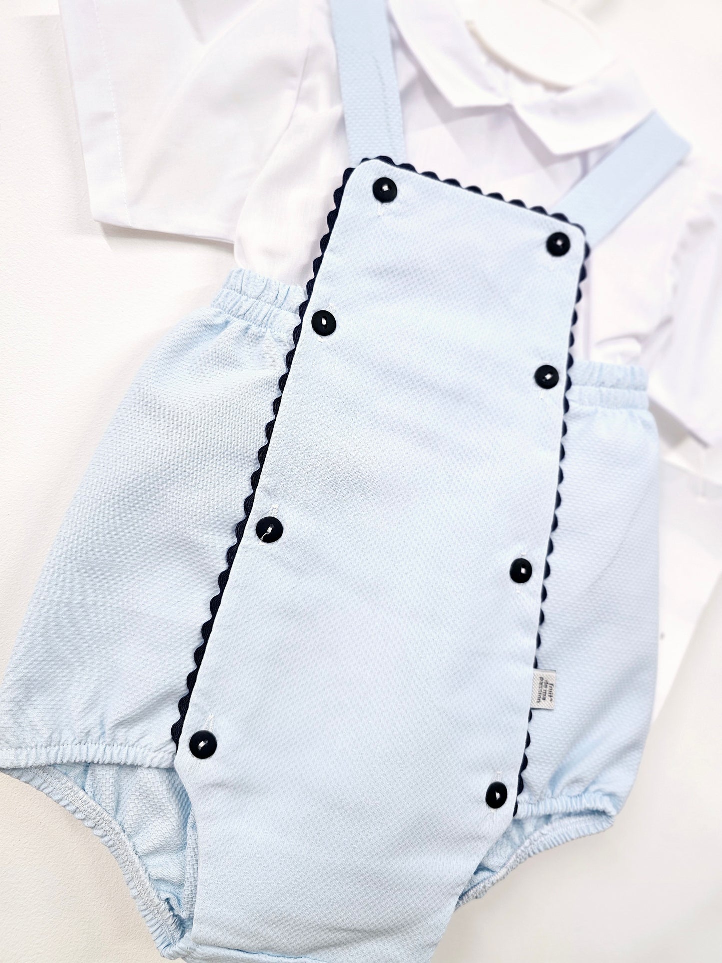 Baby Boys Blue Romper & Shirt Set With Button Detailing (0-36Months)