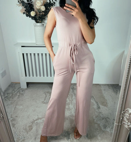 Drawstring Jumpsuit With Pockets
