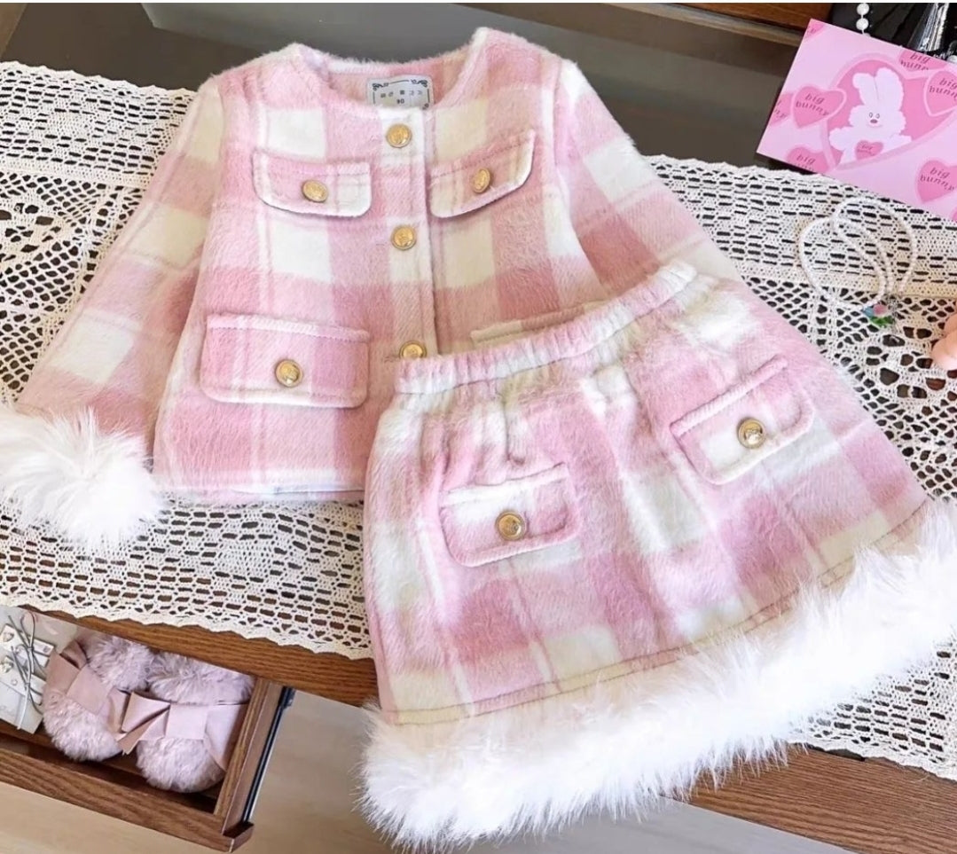 Girls Pink Jacket & Skirt Set ( 6-7 Years / 9-10 Years )